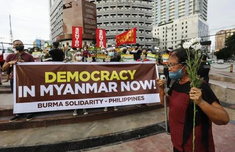Protest in Manila denouncing execution of Myanmar pro-democracy leaders, Philipp Stock Photos
