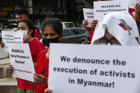 Protest in Manila denouncing execution of Myanmar pro-democracy leaders, Philipp Stock Photos