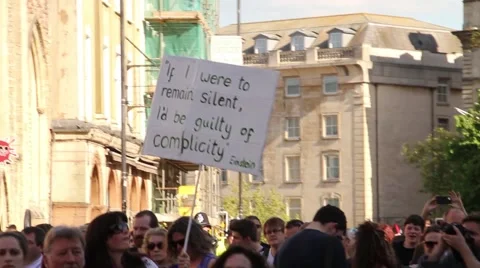 Protest March - Albert Einstein Quote on Sign HD Stock Footage 49999672