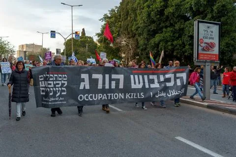 Protest march in Haifa Stock Photos