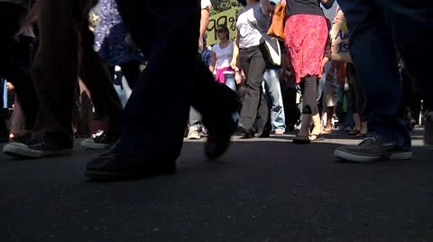 Protest March Low Angle Stock Footage 8914978