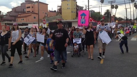 Protest March Supporting Dreamers DACA Los Angeles Stock Footage Stock Footage 79933148