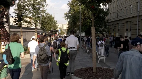 Protest marches in the city. Stock Footage 117537733