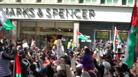 Protest at Marks &amp; Spencers for Palestine Stock Footage 180199737
