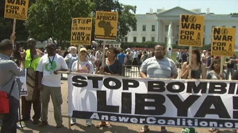 Protest of NATO bombing in Libya Stock Footage 7747696
