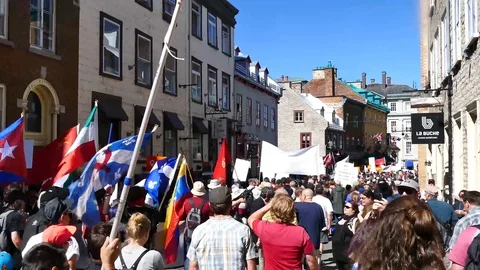 Protest in a old city Stock Footage 95266591