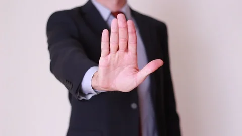 Protest or stop gesture/stretched male hand Vídeo Stock 94137836