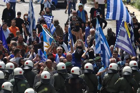 Protest over the agreement between Greece and FYROM, Florina - 17 Jun 2018 Fotos Stock