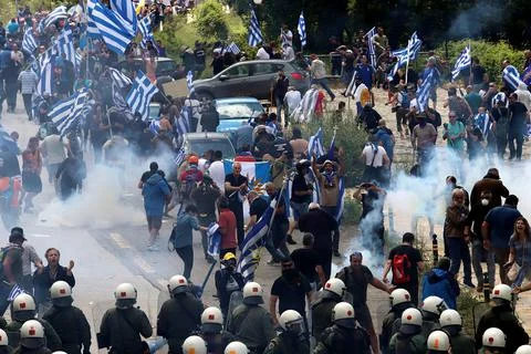 Protest over the agreement between Greece and FYROM, Florina - 17 Jun 2018 Fotos Stock