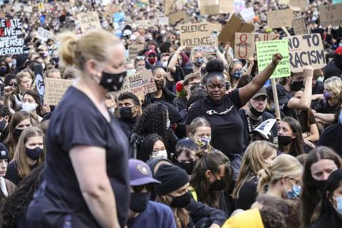 Protest over George Floyd death in Berlin, Germany - 06 Jun 2020 Fotos Stock
