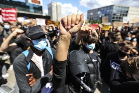 Protest over George Floyd death in Berlin, Germany - 06 Jun 2020 Fotos Stock