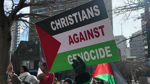 Protest for Palestine outside British consulate in Cape Town Video stock 314223533
