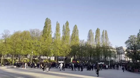 Protest in Paris: the Minister of the Interior calls for the dissolution of the  Stock Footage 238952555
