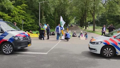 Protest of peace activists against nuclear weapons at Volkel Air Base Stock Footage 247464643