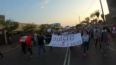 Protest in Peru for coup in 2020 amid the global covid-19 pandemic Stock Footage 147969323