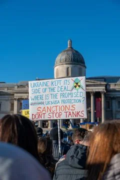 Protest placard protesting the war in Ukraine Stock Photos