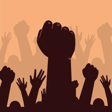 Protest raised hands power Illustrazione stock