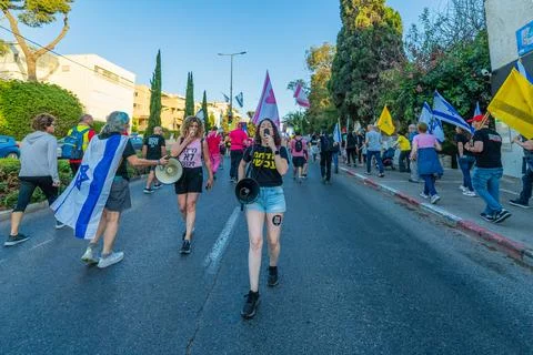 Protest Rally in Haifa Stock Photos