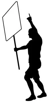Protest Rally March Picket Sign Silhouette Person Stock Illustration