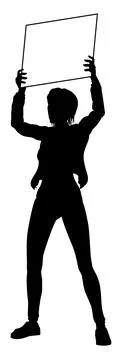 Protest Rally March Picket Sign Silhouette Person Stock Illustration