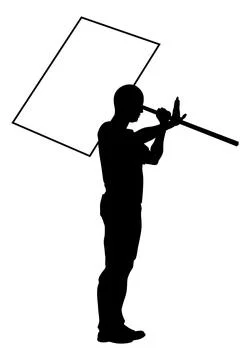 Protest Rally March Picket Sign Silhouette Person Stock Illustration