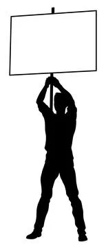 Protest Rally March Picket Sign Silhouette Person Stock Illustration