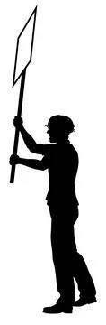 Protest Rally March Picket Sign Silhouette Person Stock Illustration