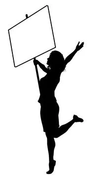 Protest Rally March Picket Sign Silhouette Person Stock Illustration