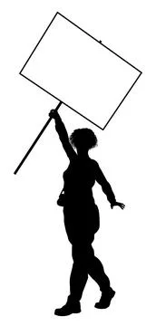 Protest Rally March Picket Sign Silhouette Person Stock Illustration