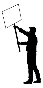 Protest Rally March Picket Sign Silhouette Person Stock Illustration