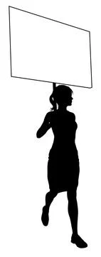 Protest Rally March Picket Sign Silhouette Person Stock Illustration