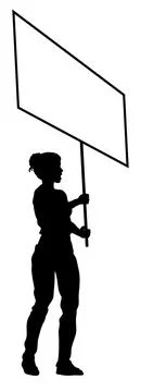 Protest Rally March Picket Sign Silhouette Person Stock Illustration