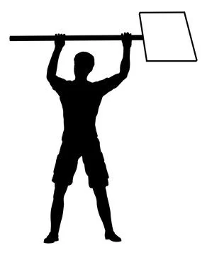 Protest Rally March Picket Sign Silhouette Person Stock Illustration