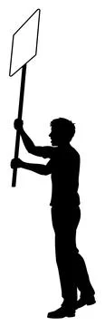 Protest Rally March Picket Sign Silhouette Person Stock Illustration