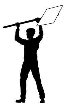 Protest Rally March Picket Sign Silhouette Person Stock Illustration