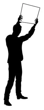 Protest Rally March Picket Sign Silhouette Person Stock Illustration
