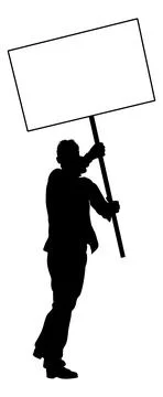 Protest Rally March Picket Sign Silhouette Person Stock Illustration