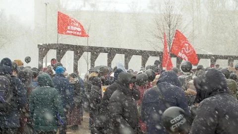 Protest rally in Moscow Stock Footage 127679428