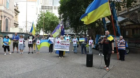 Protest at Red Cross 스톡 동영상 222895016