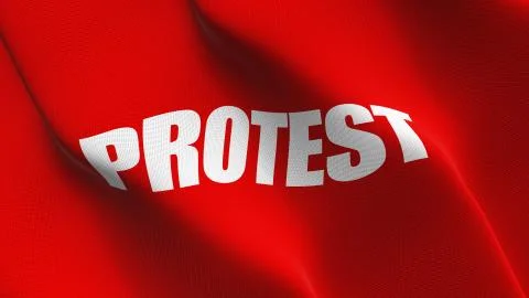 Protest Red flag waving on wind. Stock Illustration