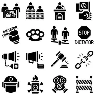 Protest related vector icon set 2, solid style イラスト素材