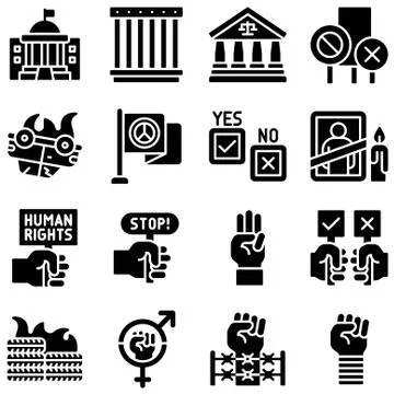 Protest related vector icon set 4, solid style Stock Illustration
