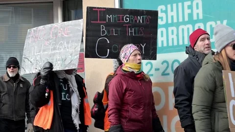Protest in response to the shooting of Renee Good by an ICE agent Video stock 326705212