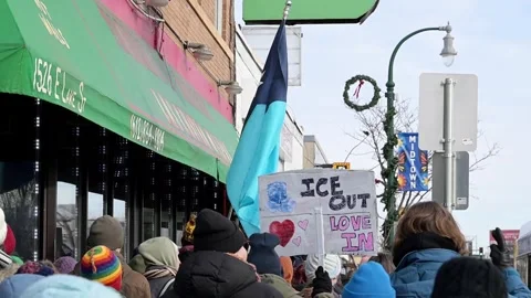 Protest in response to the shooting of Renee Good by an Immigration agent Video stock 326705220