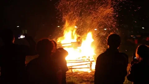 Protest, Riot, Demonstration In The City, Fire. People Break The Car. Sabotage Stock Footage 82171640