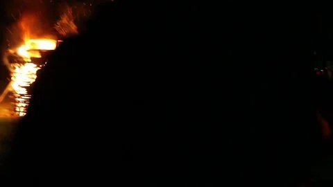 Protest, Riot, Demonstration In The City, Fire. People Break The Car. Sabotage Stock Footage 82171816
