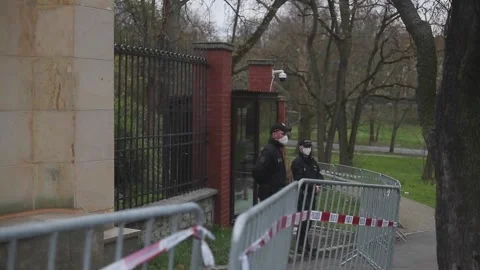 Protest at Russian embassy in Prague over alleged Russian link to 2014 explosion Stock Footage 204017937