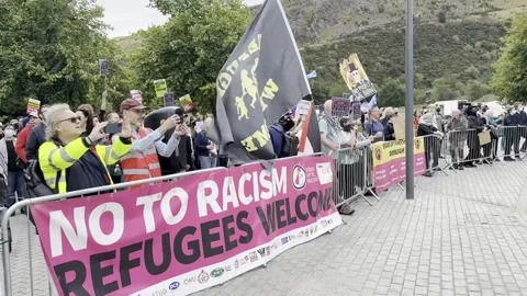 Protest scenes in Edinburgh Stock Footage 316486336