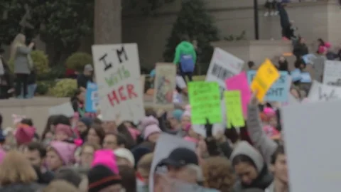 Protest Signs And Marching 2 - Womens March DC Stock Footage 81257497