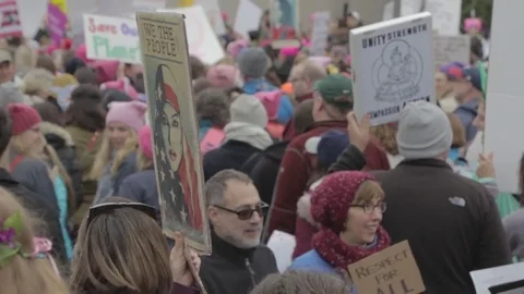 Protest Signs And Marching 5 - Womens March DC Stock Footage 81257502